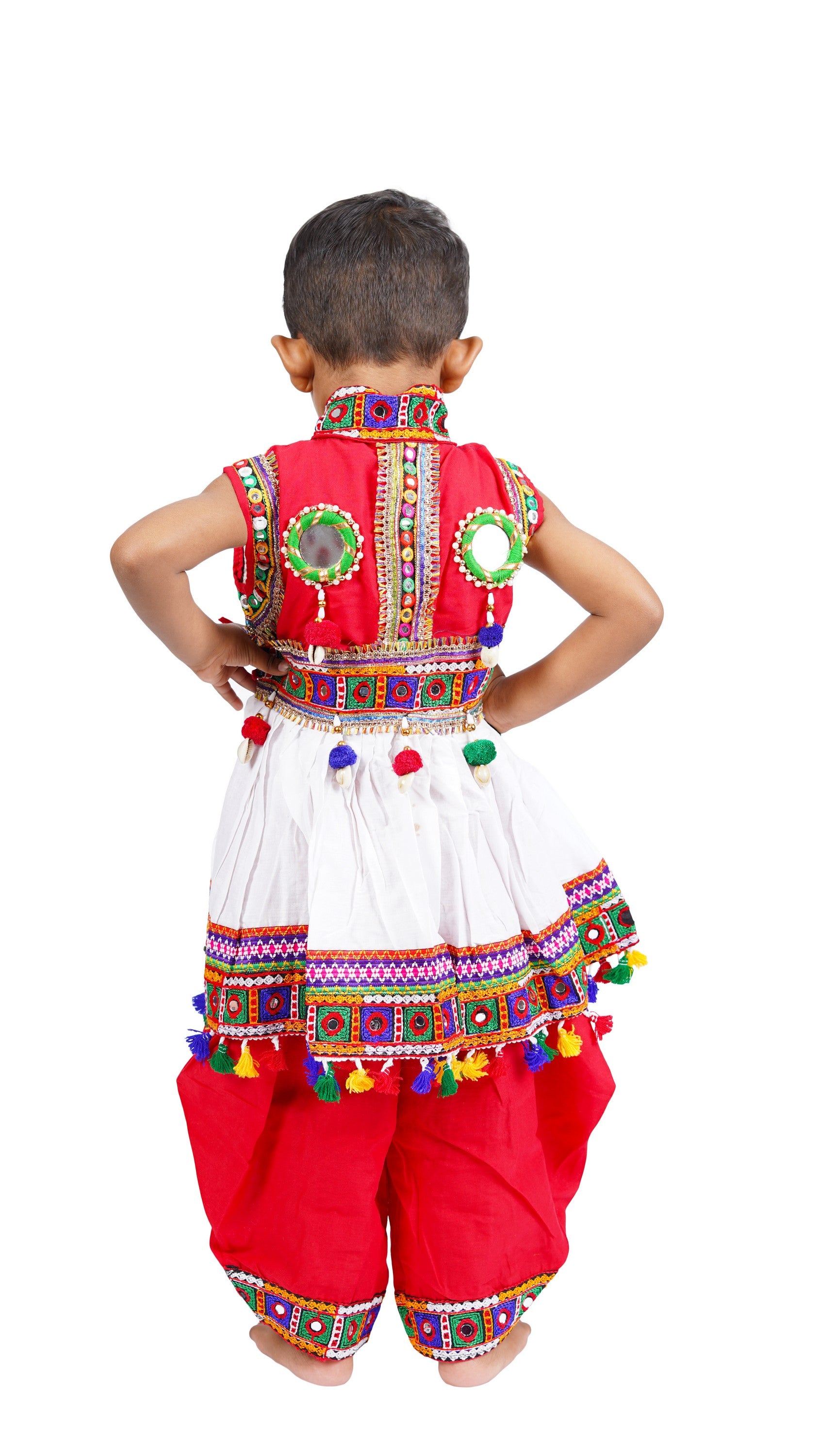 Embroidered Kedia Dhoti Set For Boys & Girls- KD-BGD-White