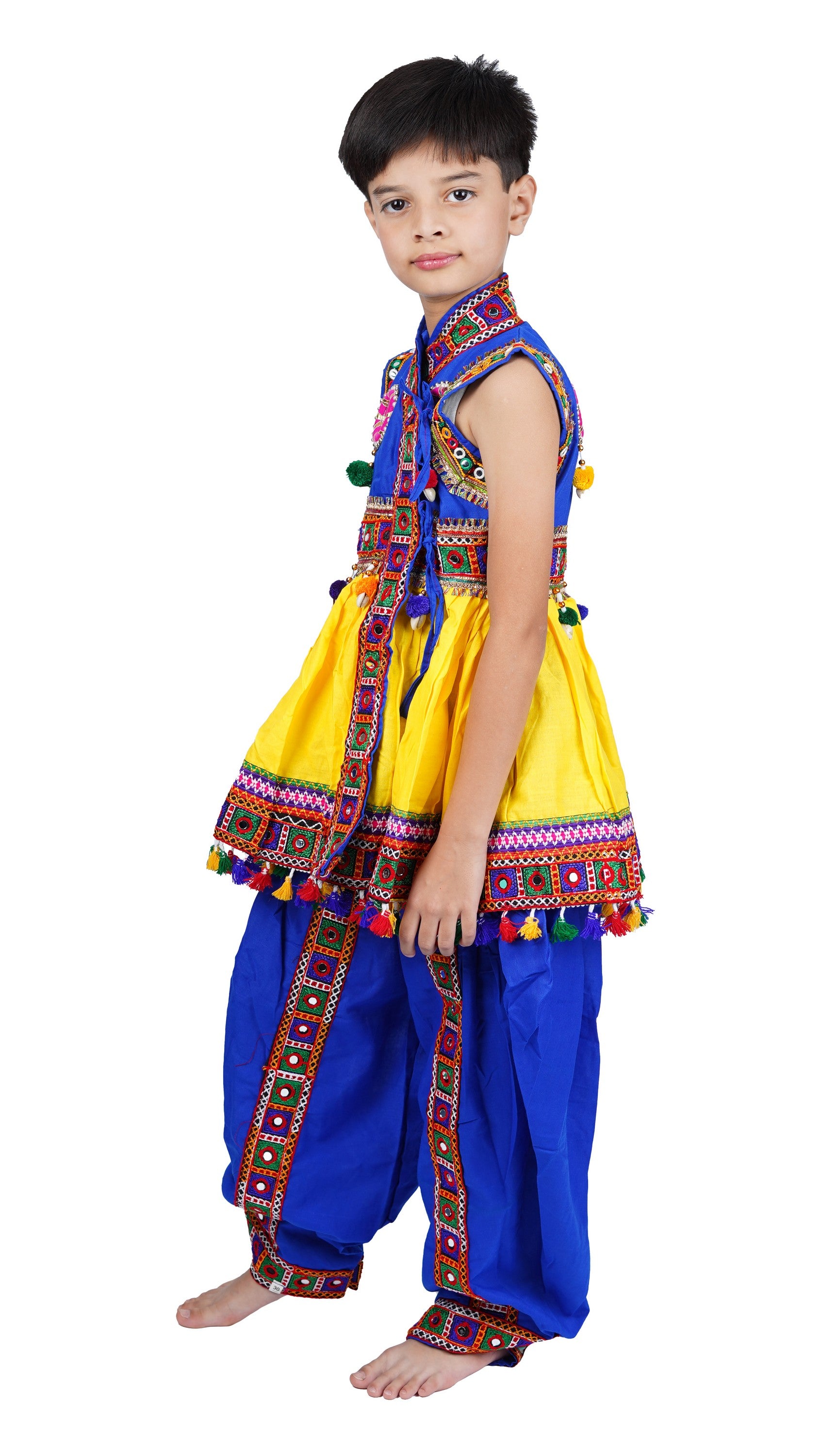 Embroidered Kedia Dhoti Set For Boys & Girls- KD-BGD-Yellow