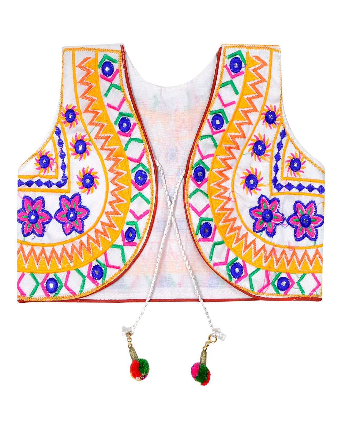 Star Embroidery Kids Ethnic Jacket - White