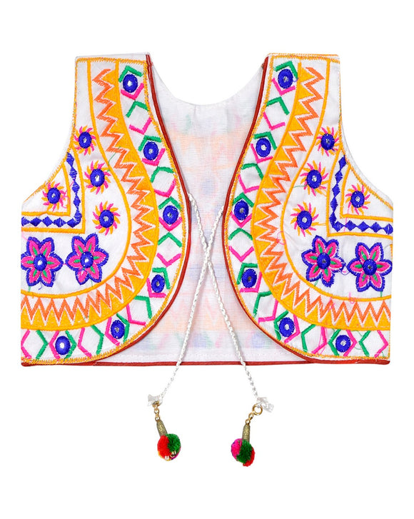 Star Embroidery Kids Ethnic Jacket - White