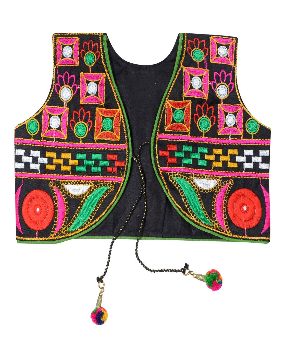 Square Kids Embroidered Ethnic Jacket - Black