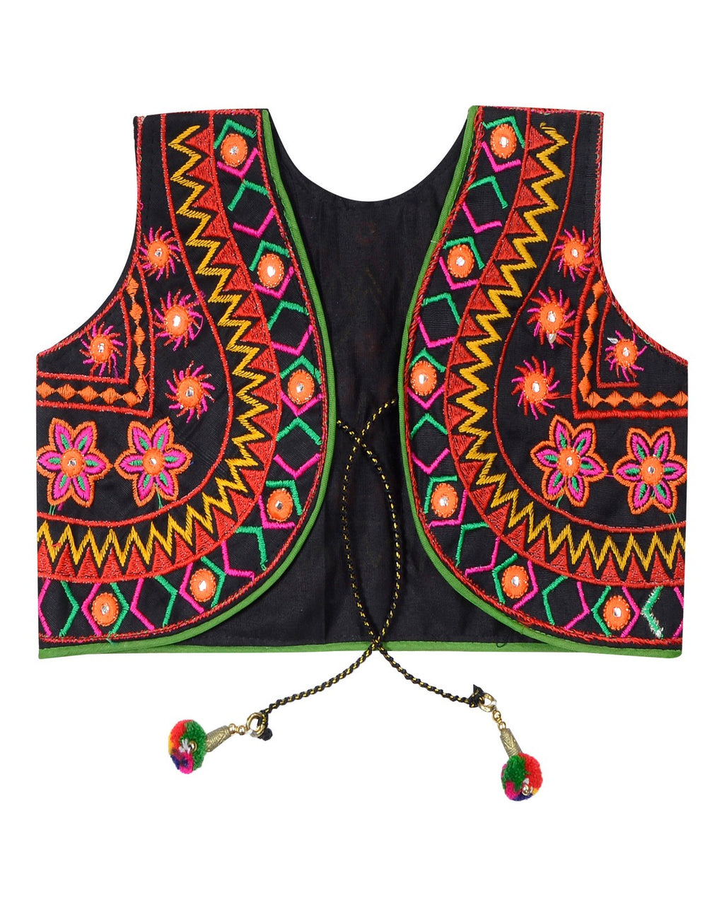 Star Embroidery Kids Ethnic Jacket - Black