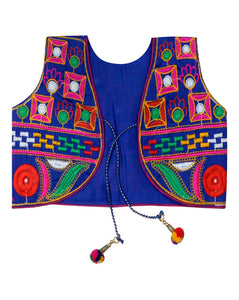 Square Kids Embroidered Ethnic Jacket - Blue