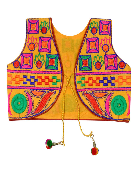 Square Kids Embroidered Ethnic Jacket - Yellow
