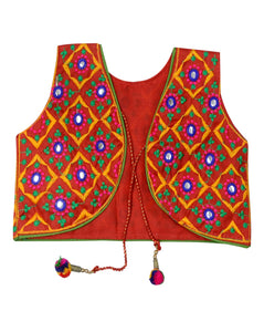 Corona Kids Embroidered Ethnic Jacket - Red