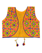 Corona Kids Embroidered Ethnic Jacket - Yellow