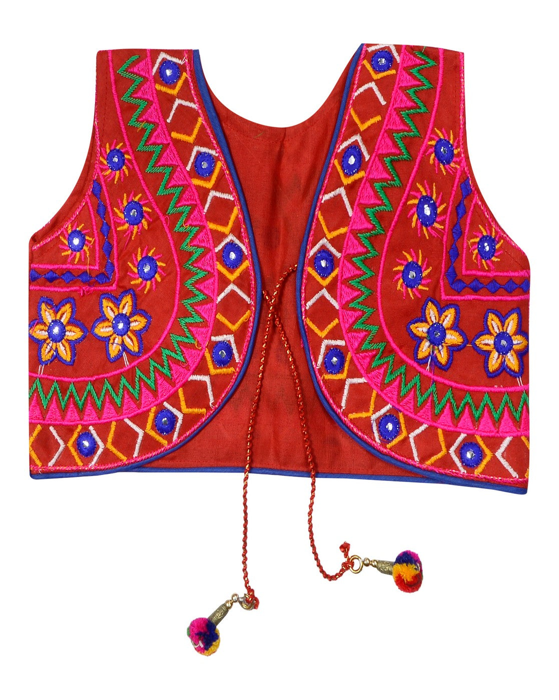 Star Embroidery Kids Ethnic Jacket - Red