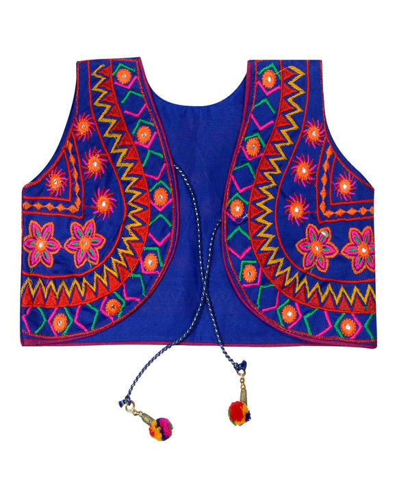Star Embroidery Kids Ethnic Jacket - Blue