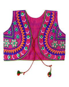 Star Embroidery Kids Ethnic Jacket - Pink