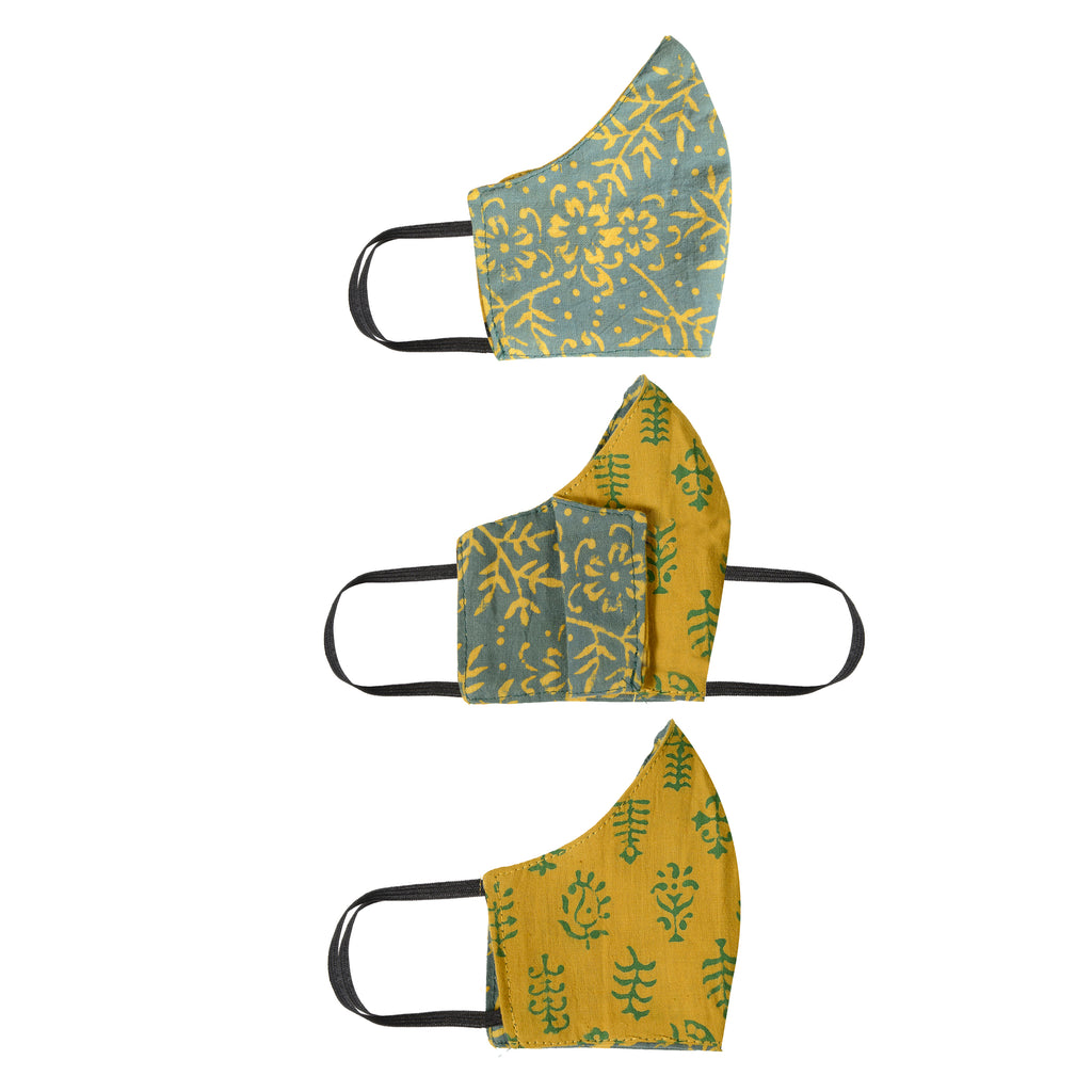 Gamthi Cotton Womens 2 layers Face Mask by (Assorted colours/designs)