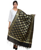 Banarasi Kora Silk Zari Dupatta - Black