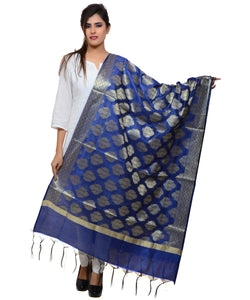 Banarasi Kora Silk Zari Dupatta - Blue