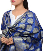 Banarasi Kora Silk Zari Dupatta - Blue