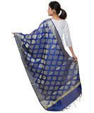 Banarasi Kora Silk Zari Dupatta - Blue
