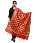 Banarasi Kora Silk Zari Dupatta - Red