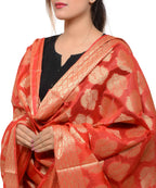 Banarasi Kora Silk Zari Dupatta - Red