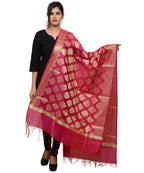 Banarasi Kora Silk Zari Dupatta - Pink