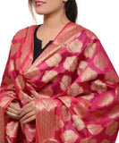 Banarasi Kora Silk Zari Dupatta - Pink