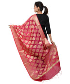 Banarasi Kora Silk Zari Dupatta - Pink