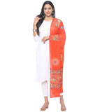 Banjara India Women Pure Cotton Aari Embroidered  & Foil Mirror Dupatta -LEH11