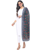 Banjara India Women Georgette Hand Embroidered Phulkari Work Dupatta - NavyBlue