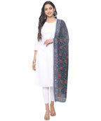 Banjara India Women Georgette Hand Embroidered Phulkari Work Dupatta - NavyBlue