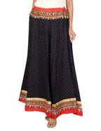 Dots Print & Kutchi Embroidered Border Cotton Skirt/Chaniya - DotsSkirt-Black