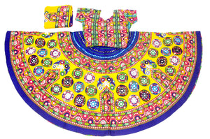Banjara India Cotton Long Flair Aari Embroidery Kutch Work (Lehenga Choli) Chaniya Choli Set with Dupatta-GOL02