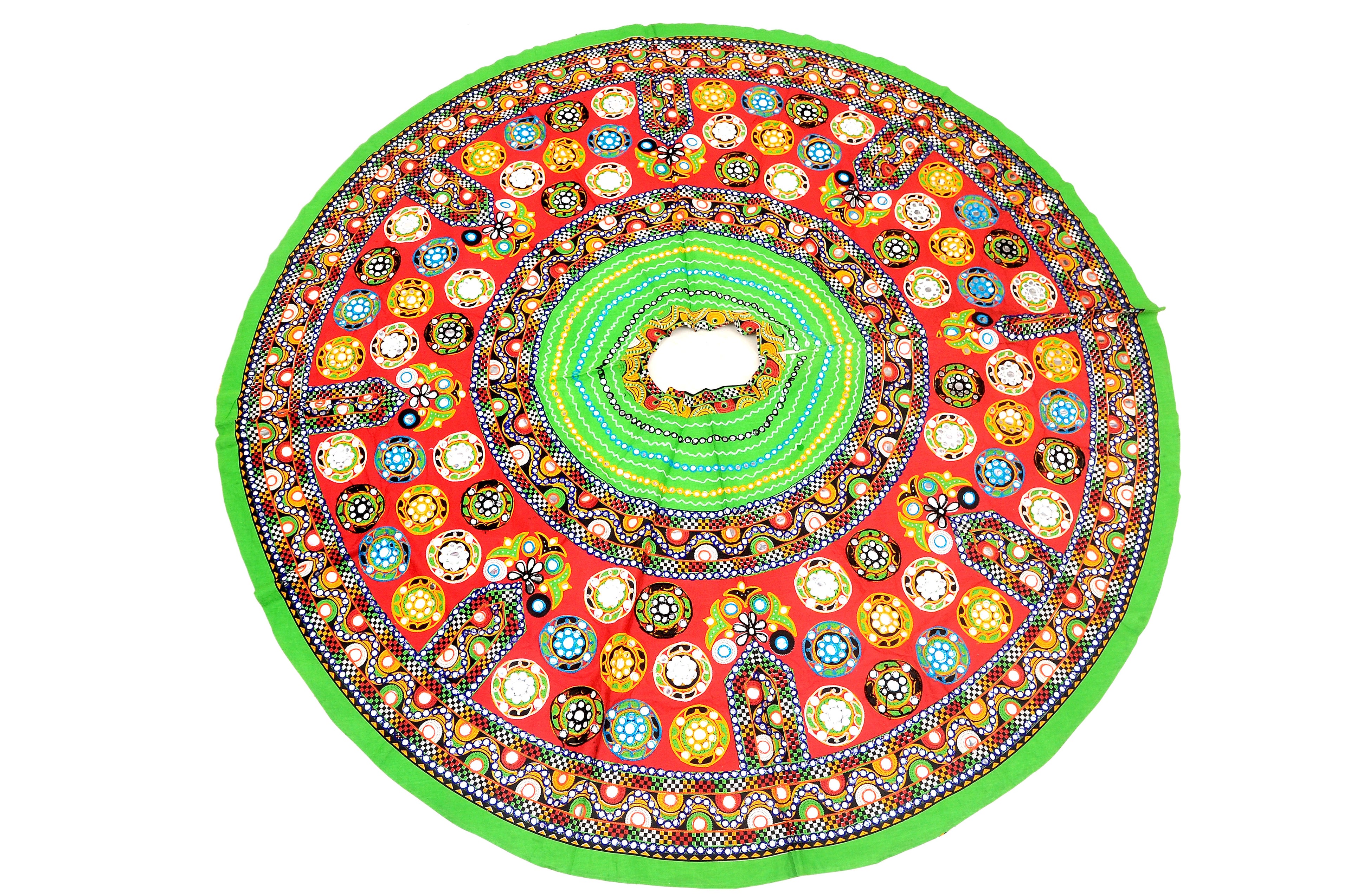 Banjara India Cotton Long Flair Aari Embroidery Kutch Work (Lehenga Choli) Chaniya Choli Set with Dupatta-GOL04