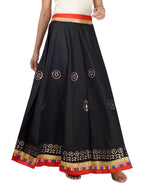 Gotta Work Long Flair Cotton Skirt/Chaniya - GotaSkirt-Black