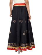 Gotta Work Long Flair Cotton Skirt/Chaniya - GotaSkirt-Black