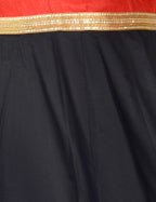 Gotta Work Long Flair Cotton Skirt/Chaniya - GotaSkirt-Black