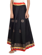 Gotta Work Long Flair Cotton Skirt/Chaniya - GotaSkirt-Black