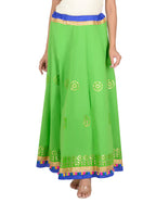 Gotta Work Long Flair Cotton Skirt/Chaniya - GotaSkirt-Green