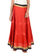 Gotta Work Long Flair Cotton Skirt/Chaniya - GotaSkirt-Red