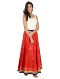 Gotta Work Long Flair Cotton Skirt/Chaniya - GotaSkirt-Red