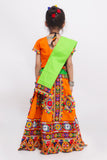 Banjara India Kutchi Emboidered Black Girls Chaniya Choli with Dupatta (CC-PTW) - Orange