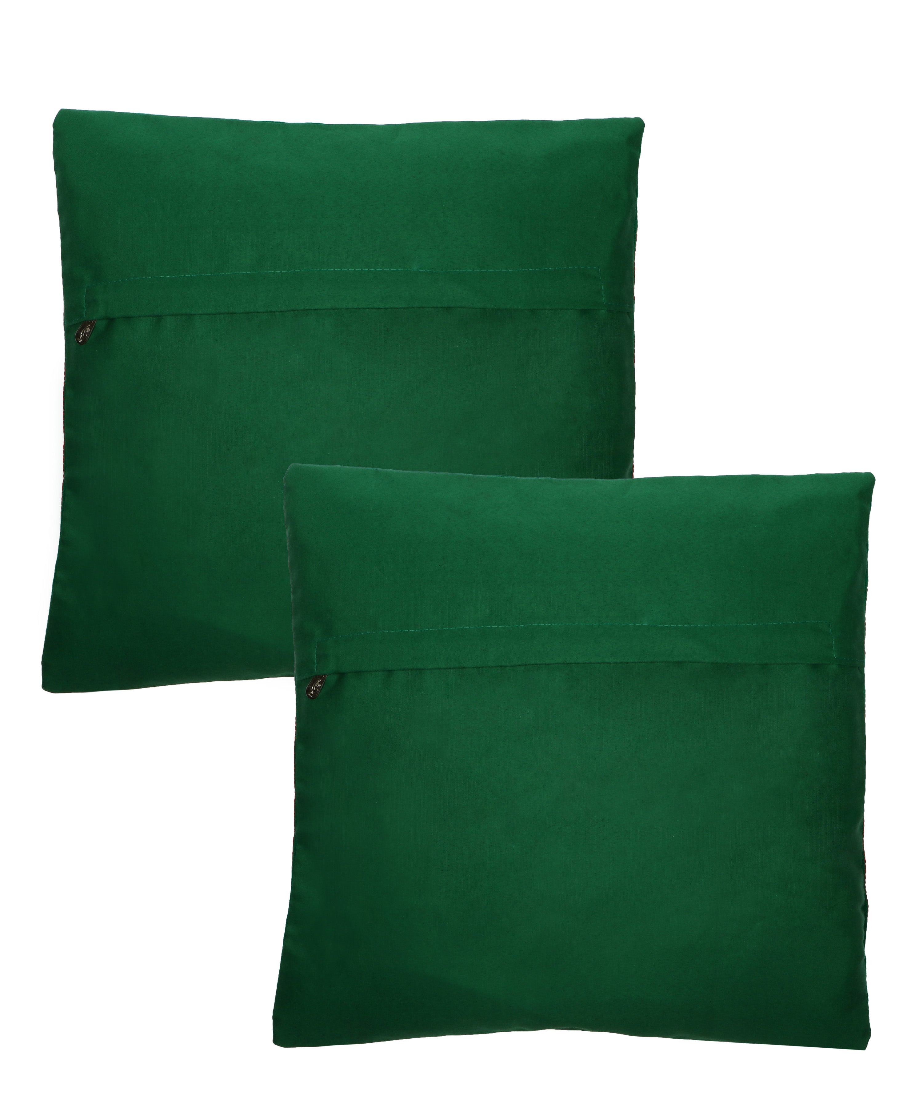 Kutch Work Cotton Handicraft Embroidered Cushion Covers 16x16 inches - Pack of 2- Green