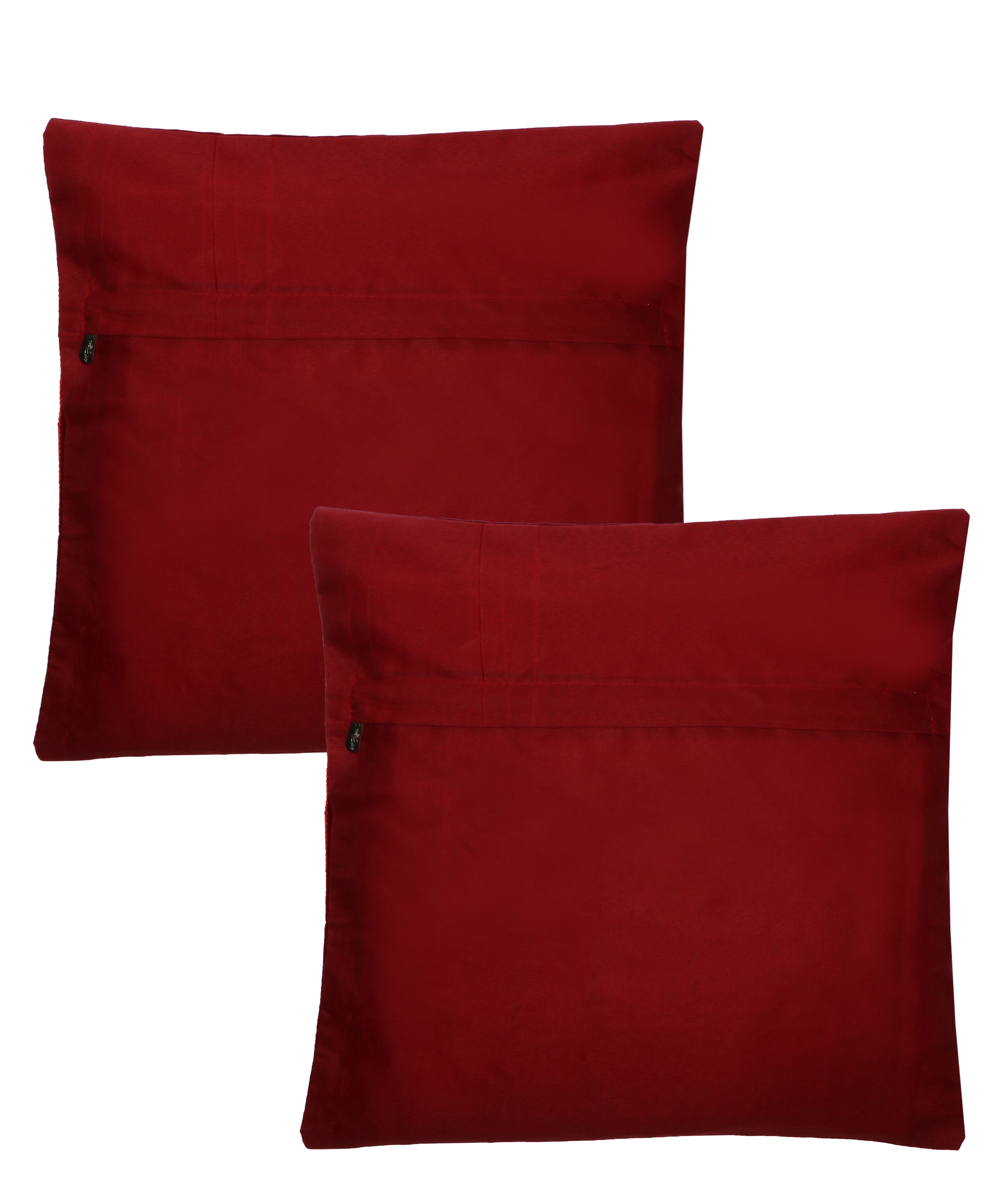 Kutch Work Cotton Handicraft Embroidered Cushion Covers 16x16 inches - Pack of 2- Maroon
