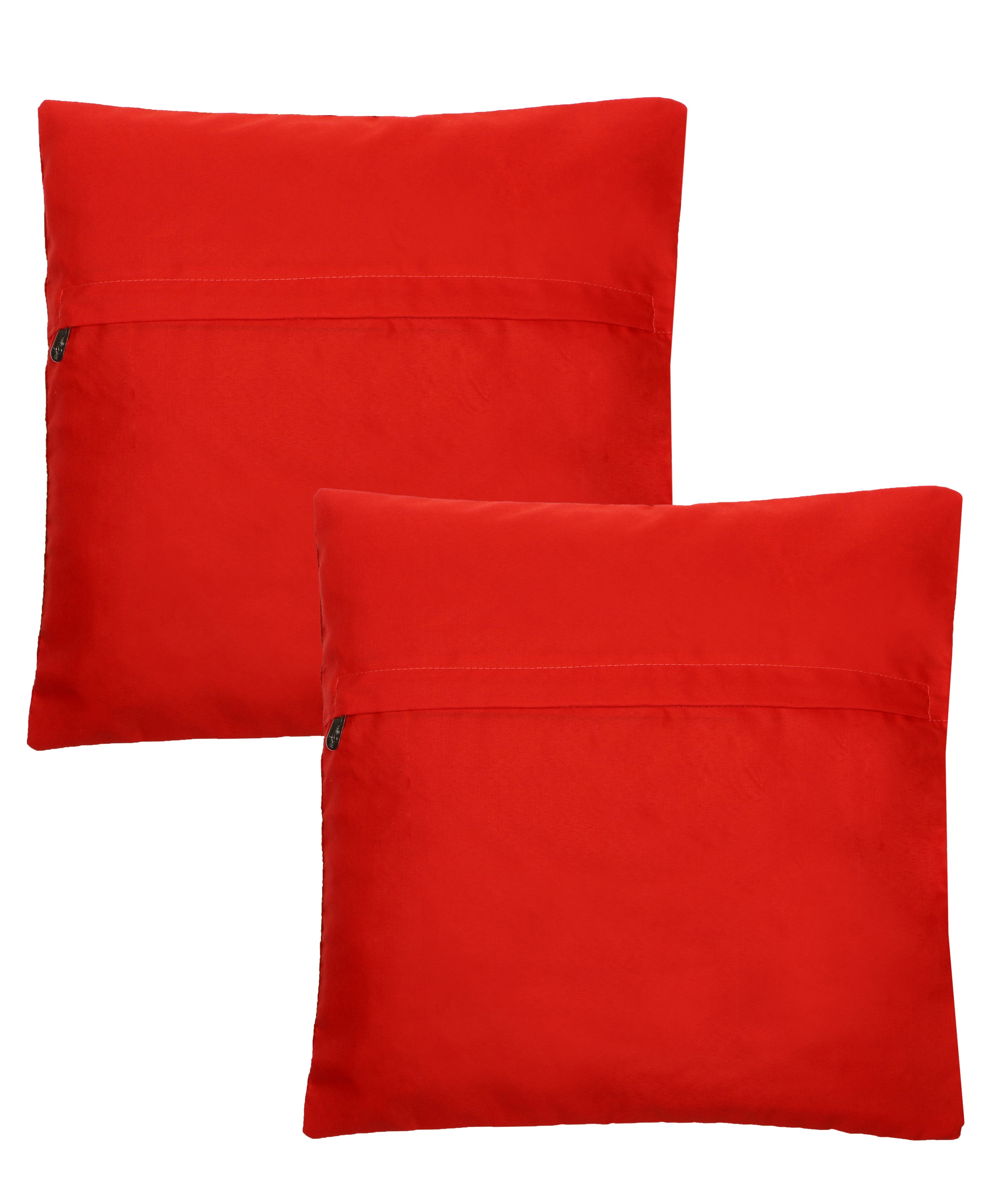 Kutch Work Cotton Handicraft Embroidered Cushion Covers 16x16 inches - Pack of 2- Red