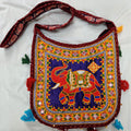 Cotton Kutchi Embroidered Haathi Bag-Maroon