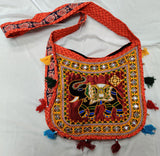 Cotton Kutchi Embroidered Haathi Bag-Orange