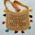 Cotton Kutchi Embroidered Flower Bag-Yellow