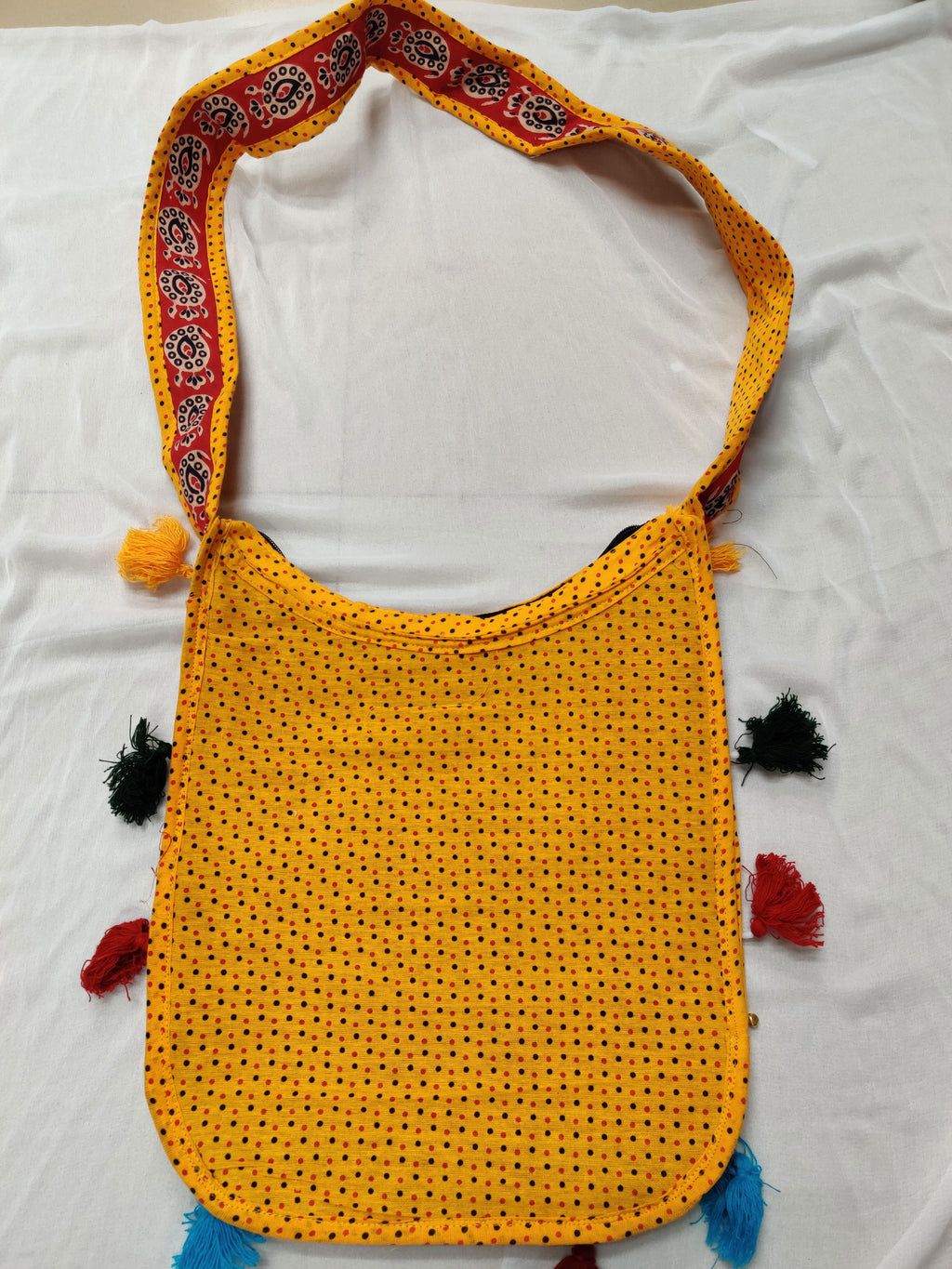 Cotton Kutchi Embroidered Flower Bag-Yellow