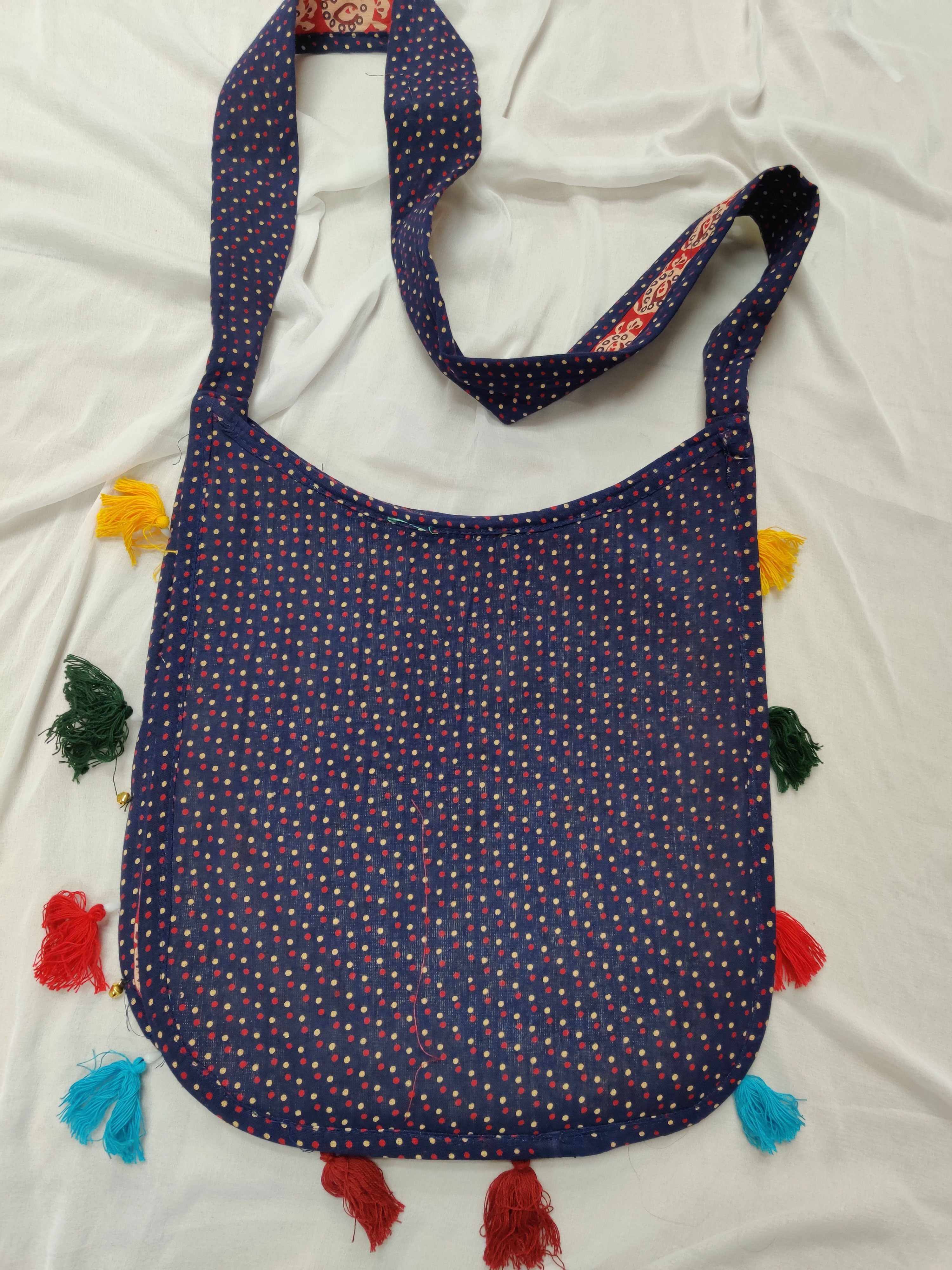 Cotton Kutchi Embroidered Haathi Bag-Blue