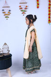 Banjara India Kutchi Emboidered Yellow Girls Chaniya Choli with Dupatta (CC-BANDHEJ) - Green