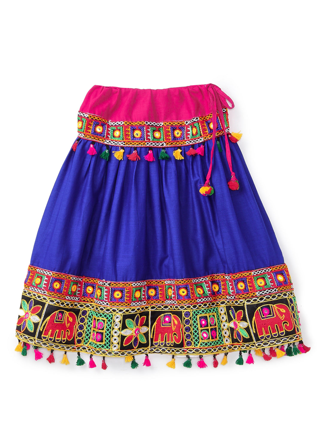 Banjara India Kutchi Emboidered Black Girls Chaniya Choli with Dupatta (CC-WILD) - Blue