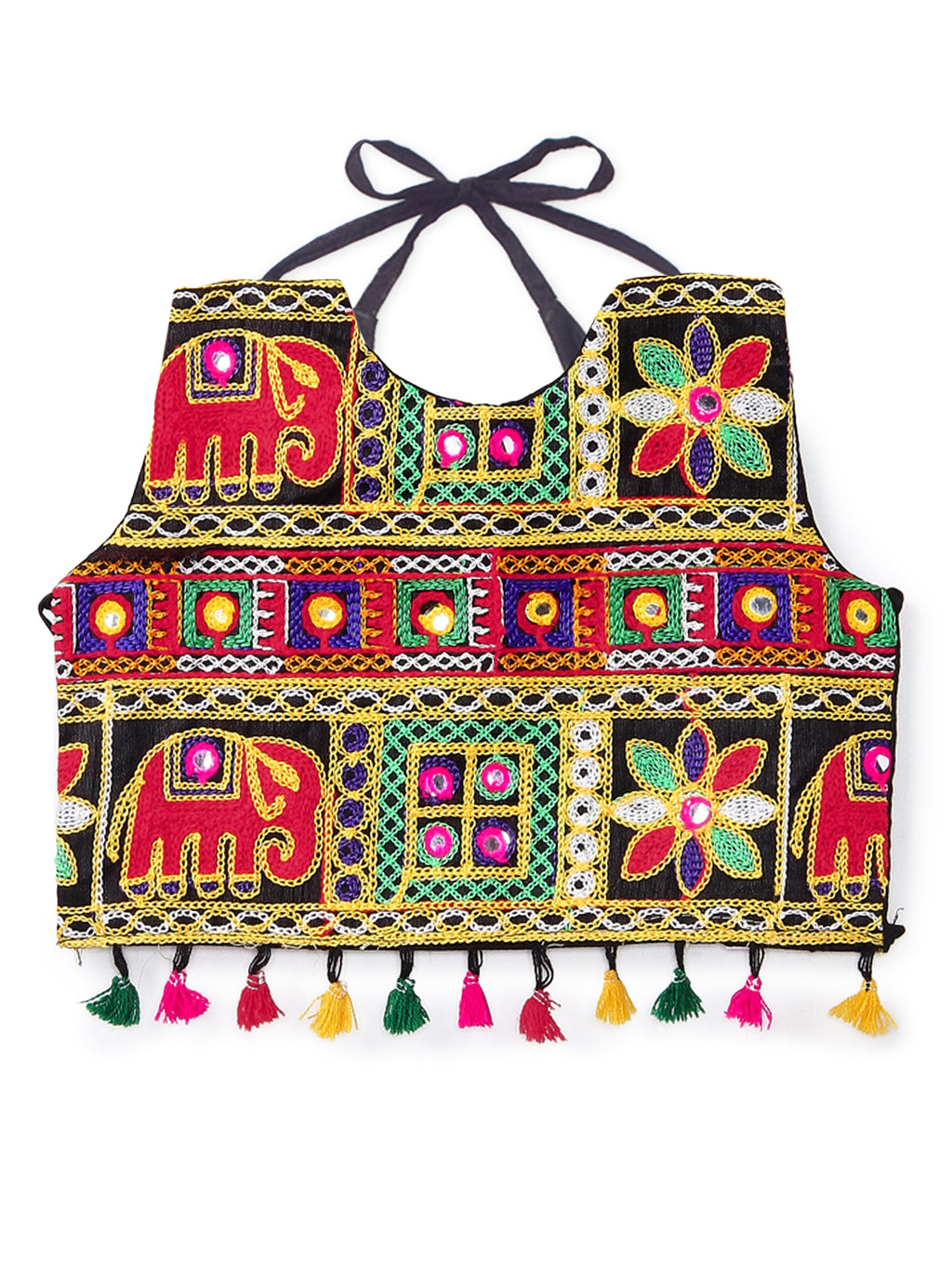 Banjara India Kutchi Emboidered Black Girls Chaniya Choli with Dupatta (CC-WILD) - Blue