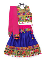Banjara India Kutchi Emboidered Black Girls Chaniya Choli with Dupatta (CC-WILD) - Blue