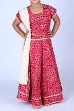 Banjara India Kutchi EmboidePink Yellow Girls Chaniya Choli with Dupatta (CC-BANDHEJ) - Pink